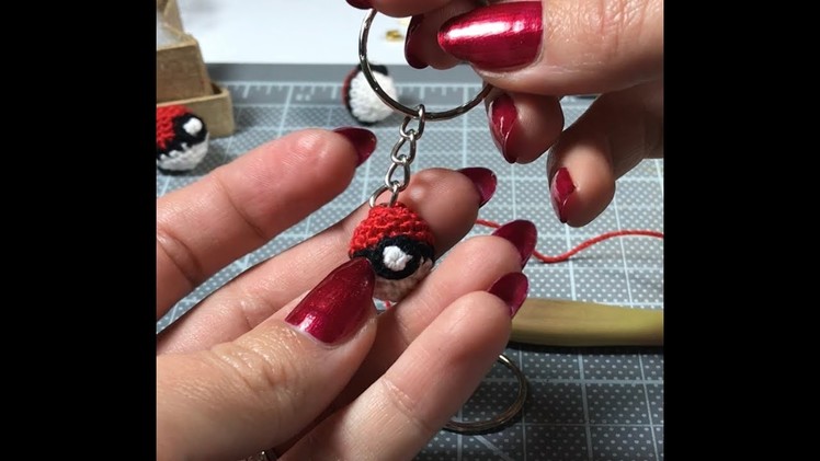 DIY Miniature Crochet Pokeball Keychain Tutorial Pokemon Amigurumi Micro Crochet Handmade