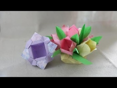 How to make 3D Origami Small Flower Basket | DIY paper crafts | Easy Origami step by step Tutorial