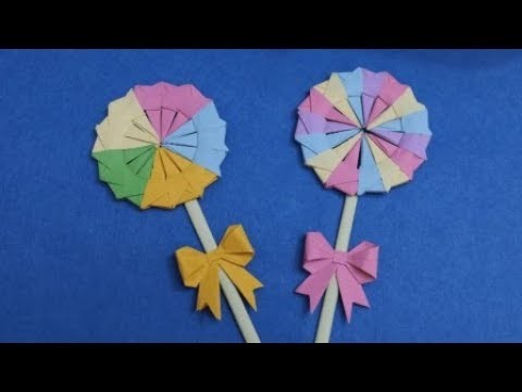 How to make a paper lollipop origami | DIY paper crafts | Easy Origami step by step Tutorial