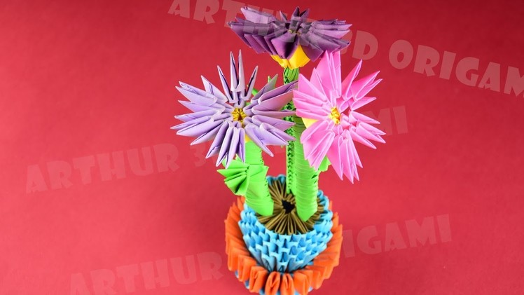 How to make flowers in a pot from paper ✿ 3D Origami