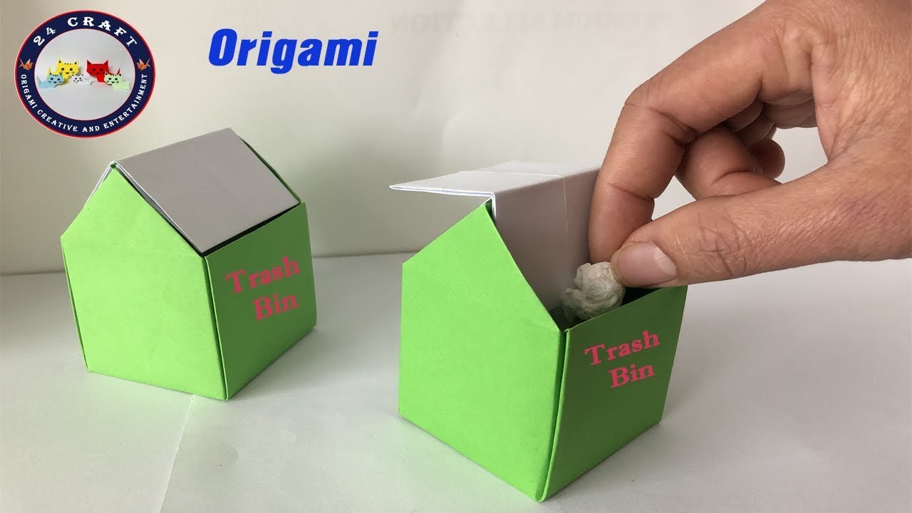 How To Make Origami Trash Bin - Origami Trash Bin - tutorial for kids ...