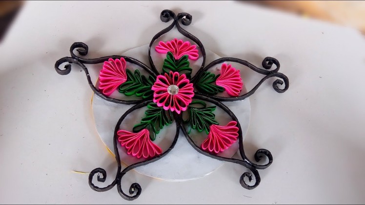 How to make paper stick design | how to make wall hanging lotus flowers | very easy hand made craft