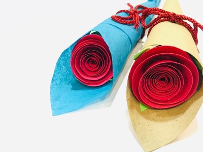 How To Make Rose Paper Flower Bouquet | Single Paper Flower Bouquet