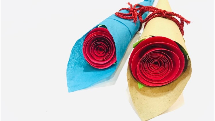 How To Make Rose Paper Flower Bouquet | Single Paper Flower Bouquet