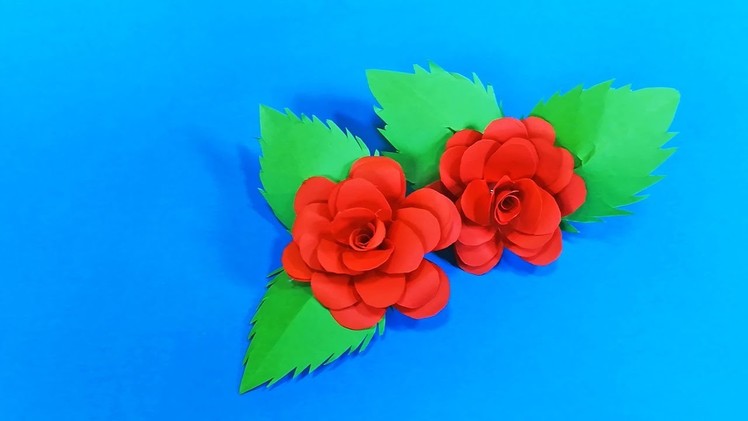 How to Make Very Easy And Simple Red Paper Rose || Flower Making of Paper || Paper Flower Tutorial