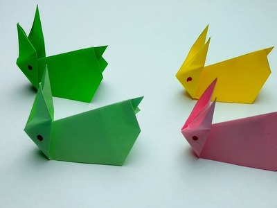 Origami bunny easy step by step - How to fold a paper rabbit for kids at home - 3D origami animals