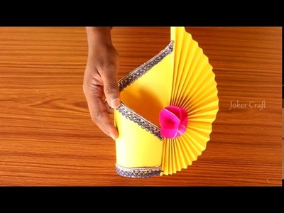 #papercraft | how to make a flower vase at home | diy simple paper crafts | ART AND CRAFT WORKS