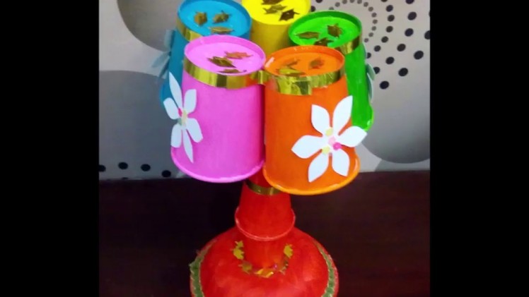 A paper cup show lamp. table lamp made of cups.KIDS DIY.