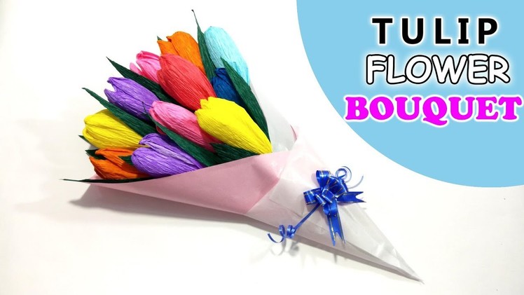 Awesome Rainbow Tulip Flower Bouquet - DIY Paper Flower Tulip Bouquet - Flower Gift Arts