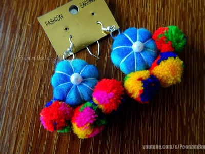 DIY Easy fabric earrings from old clothes | Recycling old clothes | Best out of waste