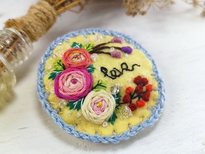 DIY Hand Embroidery Floral Brooch