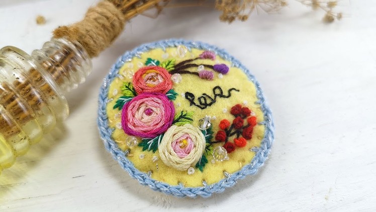 DIY Hand Embroidery Floral Brooch