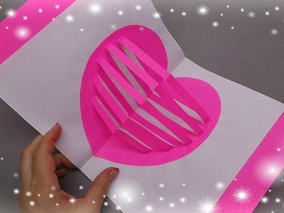 DIY pop up card for Valentine's Day - Heart pop up card. Valentine's day crafts.