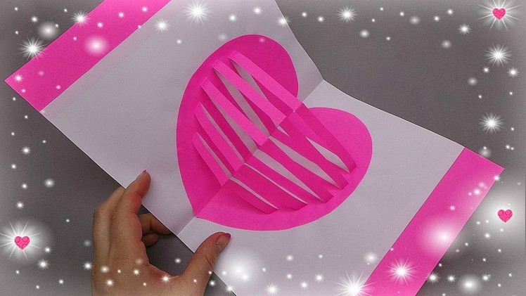 DIY pop up card for Valentine's Day - Heart pop up card. Valentine's day crafts.