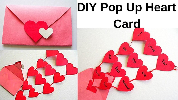 DIY Pop Up Heart Card with Heart Envelope. Easy I Love You Card.Valentine Greeting Pop Up Card