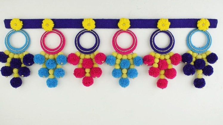 DIY Woolen Wall Hanging Toran Out of Waste Wool and Bangles.Home Decor Idea. Best Out Of Waste Wool