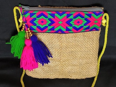 Easy handmade ladies purse | DIY handbag from jute and wool