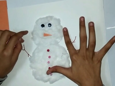 Easy way to make a snowman with paper and cotton.DIY Snow màn Making