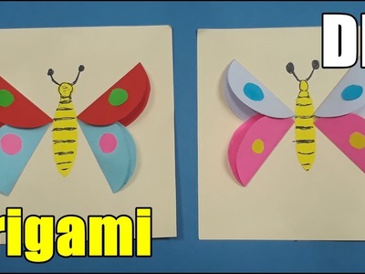 Kreasi Anak PAUD TK  Gunting Tempel, Bentuk Kupu Kupu How To Make an Easy Origami color Butterfly