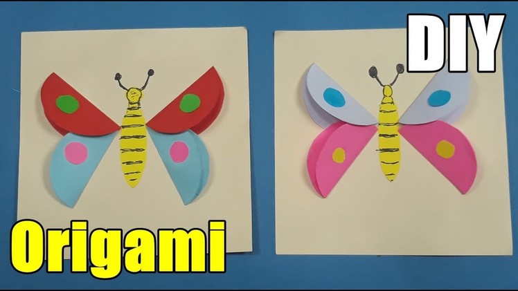 Kreasi Anak PAUD TK  Gunting Tempel, Bentuk Kupu Kupu How To Make an Easy Origami color Butterfly