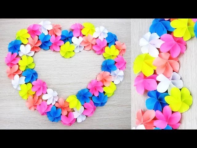 Wall Decoration Ideas. Heart Design Valentine's Day Room Decor Ideas. Paper Flower Wall Hanging 78
