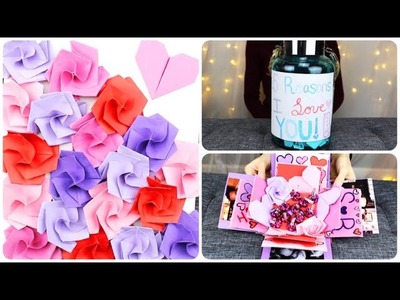 3 SIMPLE DIY VALENTINE'S DAY GIFT IDEAS! | 365 Reasons Jar, Exploding Memory Box, & Origami Canvas