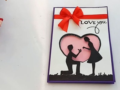 Beautiful Handmade Valentine's Day Card Idea. DIY Greeting Cards for Valentine's Day card.