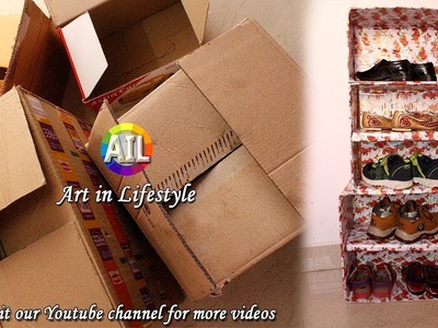 #Best Out of Waste #Lifestyle #DIY #Shoe Stand #CARDBOARD BOXES CRAFTS
