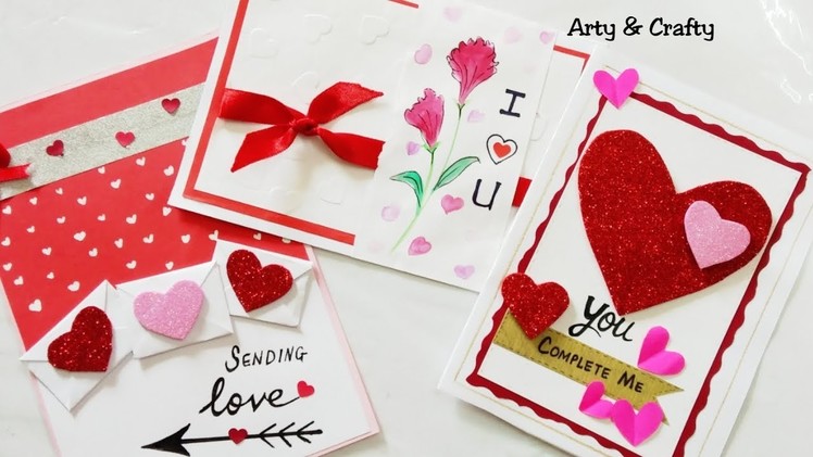 DIY 3 Valentine Card.Easy Valentine Card Ideas. DIY Handmade Valentine Gift Idea by Arty & Crafty