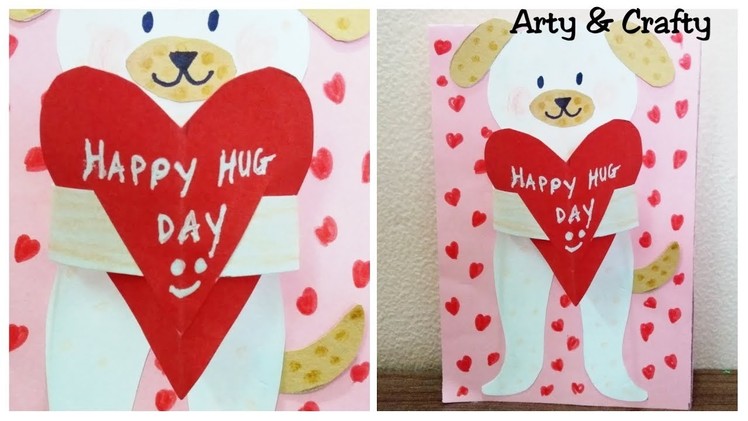 DIY 5 Minutes Valentine Card - Hug Day Card Tutorial.Valentine's Day Special Easy Greeting Card