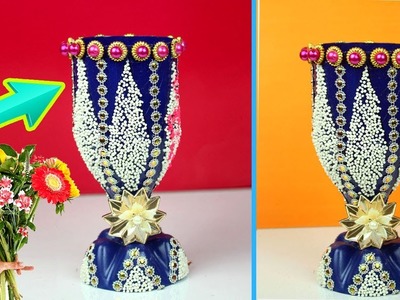DIY Best from waste flower pot out of plastic bottle and sago seeds | Simple floral arrangement idea