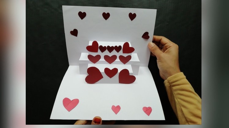 DIY- Easy lovely pop up card | Hearts popup card