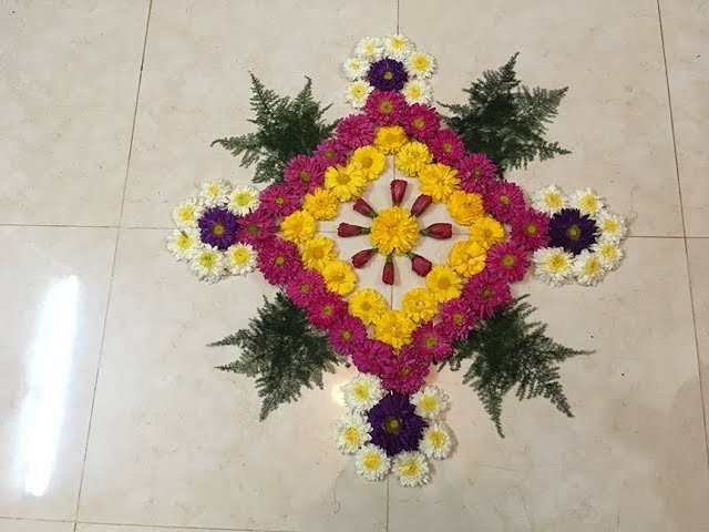 DIY Flower Rangoli  for Vasant Panchami
