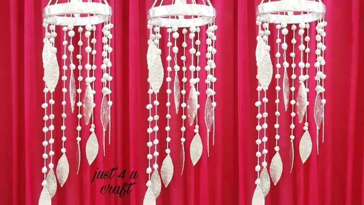 Diy unique wall hanging ideas.jhumar. best out of waste. door hanging.wind chime.toran