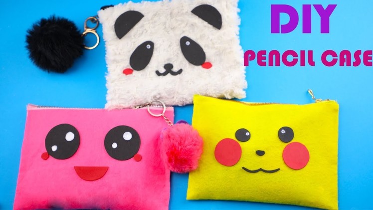 Easy DIY NO-SEW Fluffy Pencil Case or Make Up Bag!Kawaii pencil case tutoria!