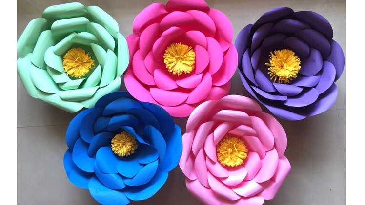 Easy Giant Paper Flowers Making | Giant paper flowers for birthday & event decoration at home