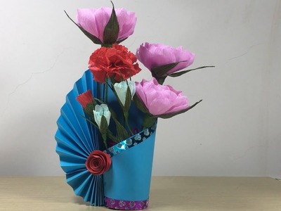 Easy Make A Flower Vase At Home | Simple Paper Craft | Craft Ideas