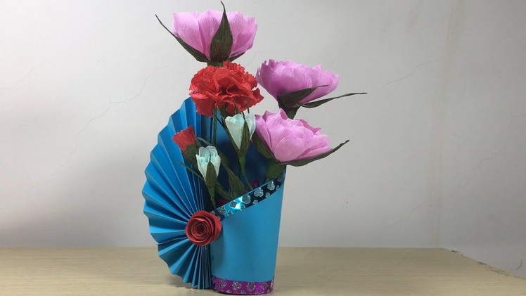 Easy Make A Flower Vase At Home | Simple Paper Craft | Craft Ideas