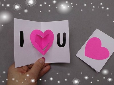 Easy Valentine's day card. DIY Valentine's day heart pop-up card - Greeting card - Gift idea.