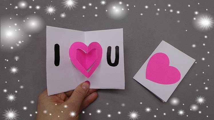 Easy Valentine's day card. DIY Valentine's day heart pop-up card - Greeting card - Gift idea.