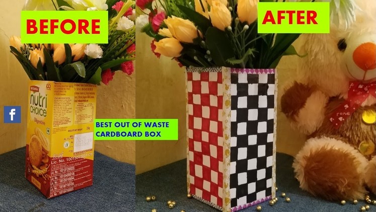 Easy way to make Flower Vase | Diy Flower Vase from Waste Cardboard Box | Useful Creations