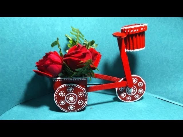 Love flower bicycle from cardboard | diy mini bicycle with flower basket from cardboard & newspaper