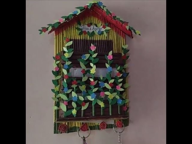 Newspaper key and paper holder.newspaper craft.Waste material craft