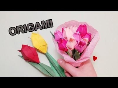 Okay! ll Origami Paper Flower Tulip tutorial