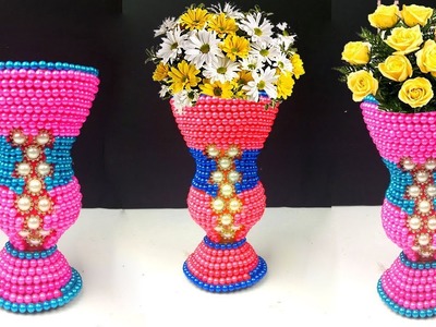 Plastic Bottle Flower Vase Amazingly Easy Recycling Project at Home. DIY Decorative Flower Vase