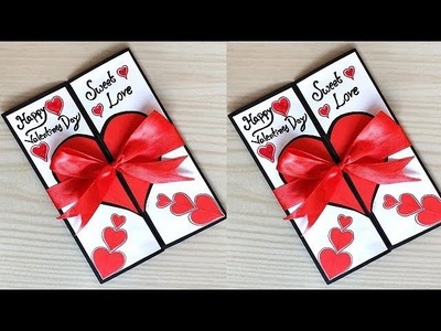Beautiful handmade greeting card for valentines day. DIY valentines day greeting card
