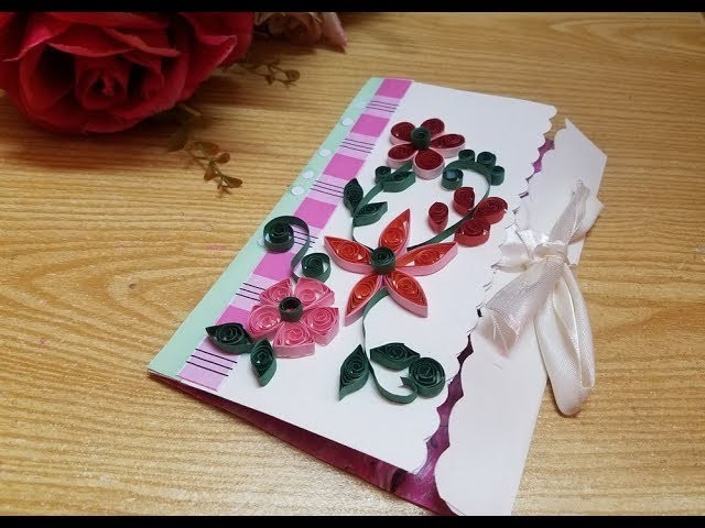 Beautiful Handmade Valentine Day card with Quilling art