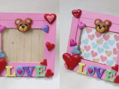 DIY Popsicle Stick Photo Frame. DIY Valentine's Day Gift Idea. Valentine's Day Photo Frame