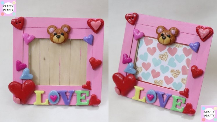 DIY Popsicle Stick Photo Frame. DIY Valentine's Day Gift Idea. Valentine's Day Photo Frame