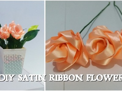 DIY Ribbon Satin Flower. Cara Membuat Bunga Dari Pita Satin